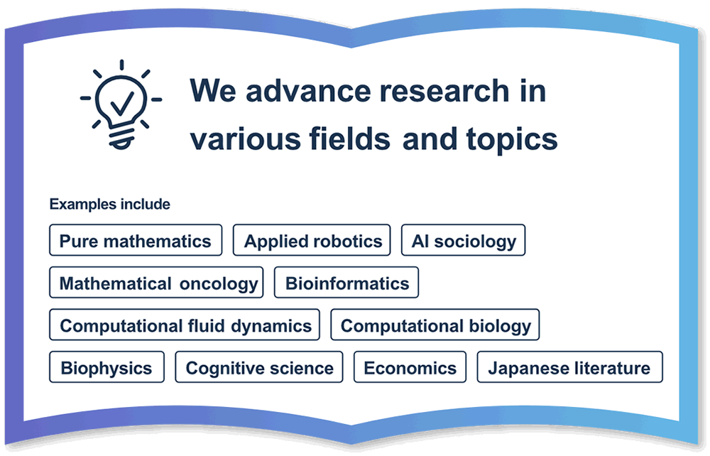 We advance research in various fields and topics